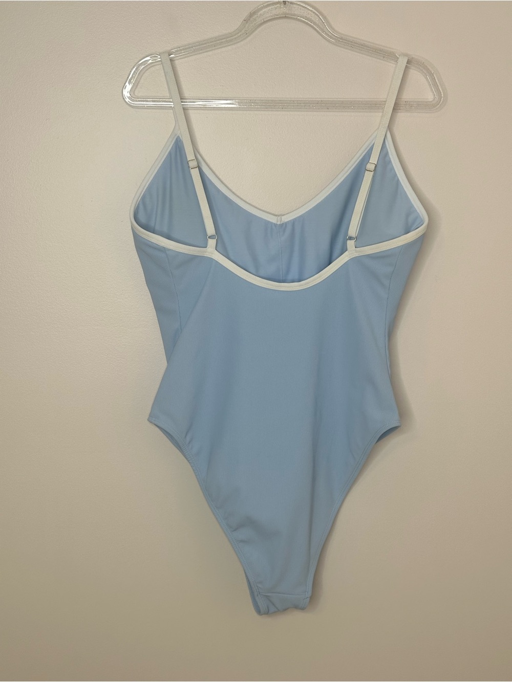 Light Blue One Piece Swimsuit Contrast Trim Size L NWOT - Picture 3 of 3